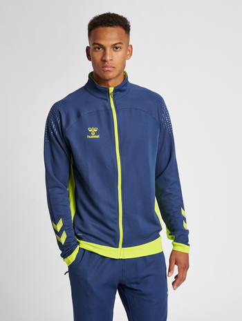 hmlLEAD POLY ZIP JACKET, DARK DENIM, model