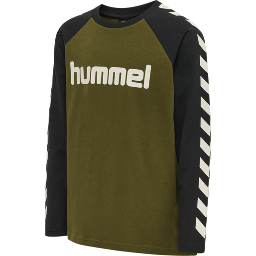 hmlBOYS T-SHIRT L/S, DARK OLIVE, packshot