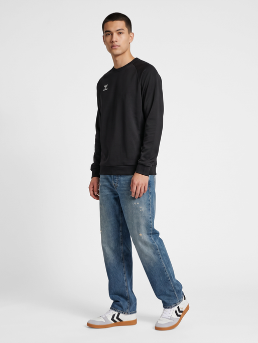 hmlMOVE GRID COTTON SWEATSHIRT, BLACK, model