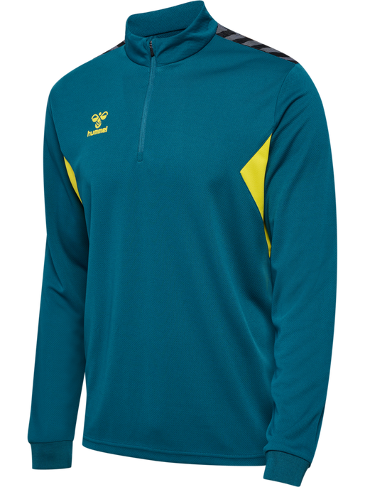 hmlAUTHENTIC HALF ZIP SWEAT, BLUE CORAL/SULPHUR SPRING, packshot