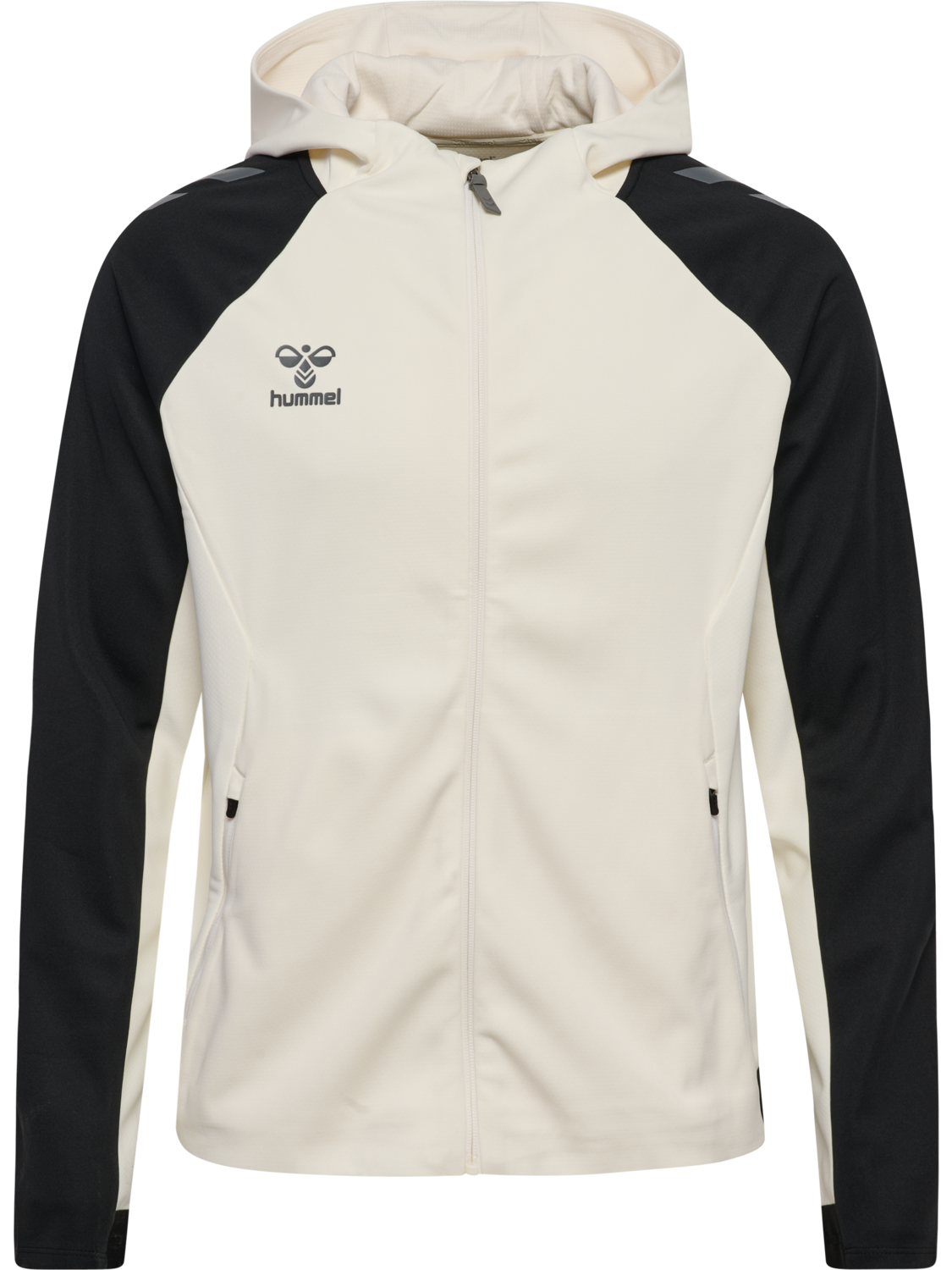 hmlCIMA 2.0 ZIP HOODIE, MARSHMALLOW/BLACK, packshot
