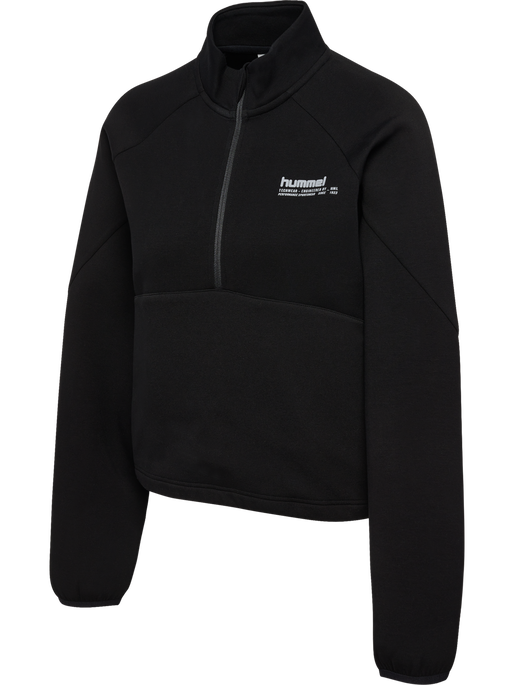 hmlTECH FLEECE WOMEN BOXY HALF ZIP, BLACK hmlTECH FLEECE WOMEN BOXY HALF ZIP, BLACK, packshot