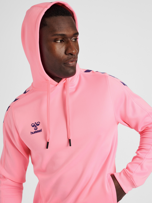 hmlCORE XK POLY SWEAT HOODIE, COTTON CANDY, model