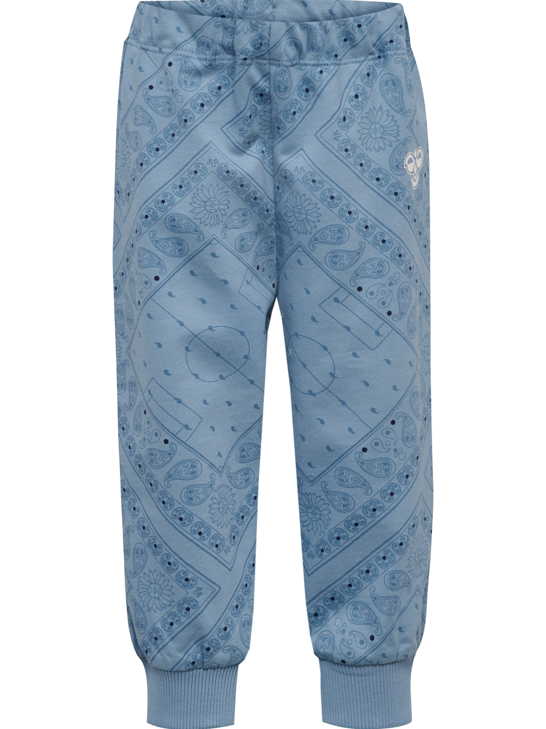 hmlMINI LOOSE PAISLEY AOP PANTS, FADED DENIM, packshot