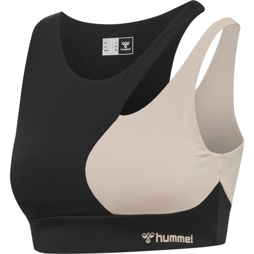 hmlMT RIGA SPORTS BRA, BLACK/CHATEAU GREY, packshot
