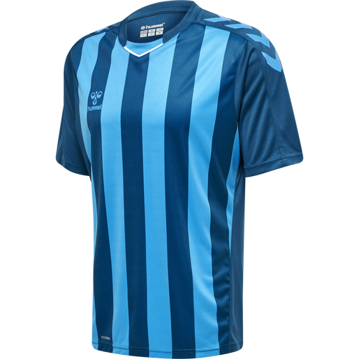 hmlCORE XK STRIPED JERSEY S/S, BLUE CORAL/BLUE DANUBE, packshot