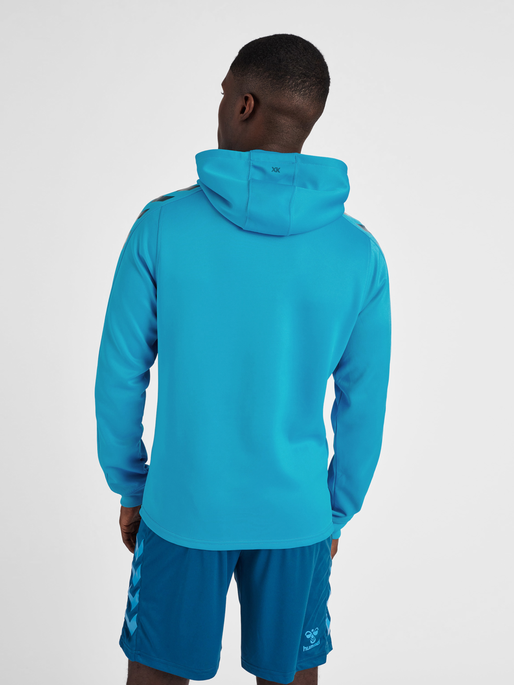 hmlCORE XK POLY SWEAT HOODIE, BLUE DANUBE, model