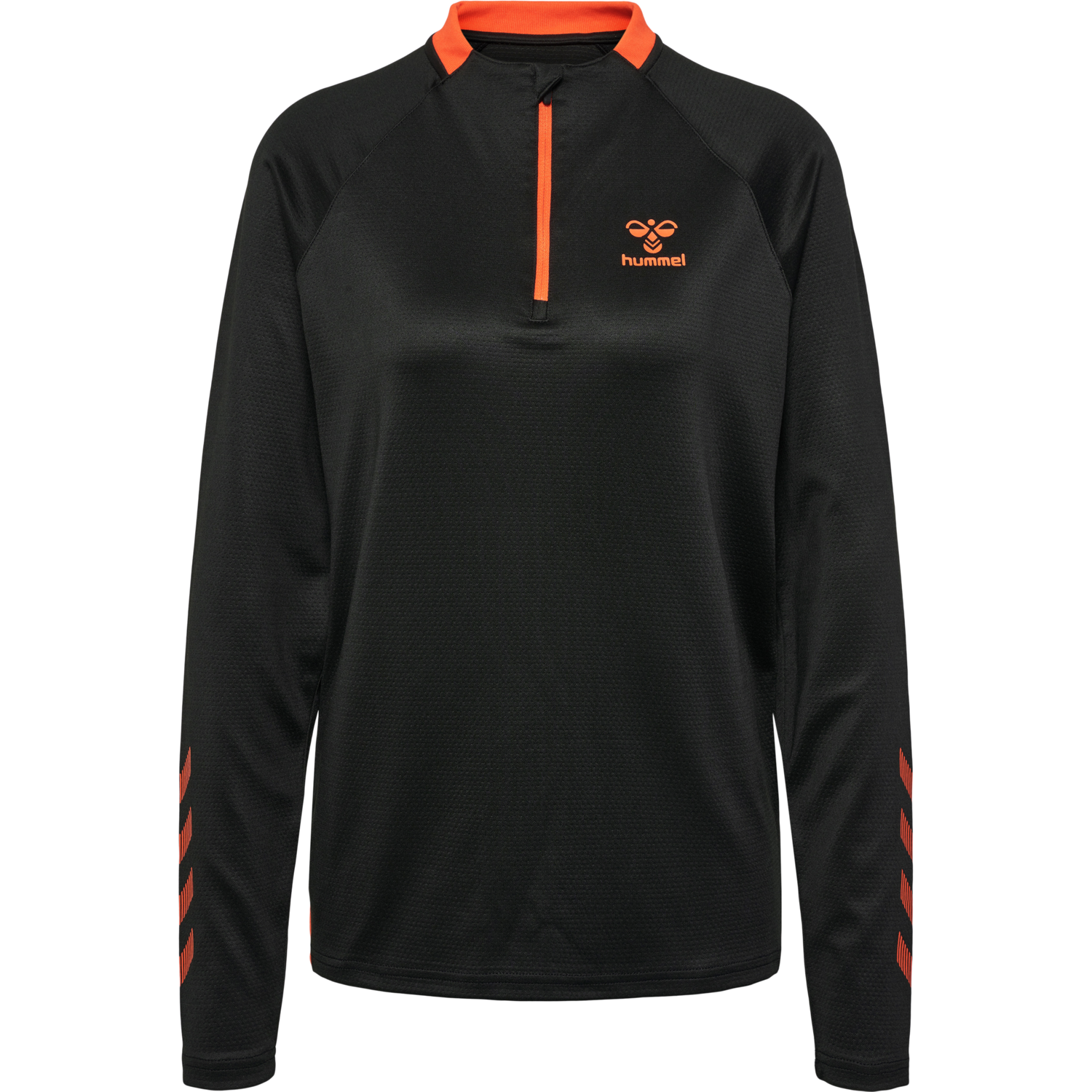 hmlGG12 ACTION HALF ZIP SWEAT WOMAN, BLACK/CHERRY TOMATO, packshot