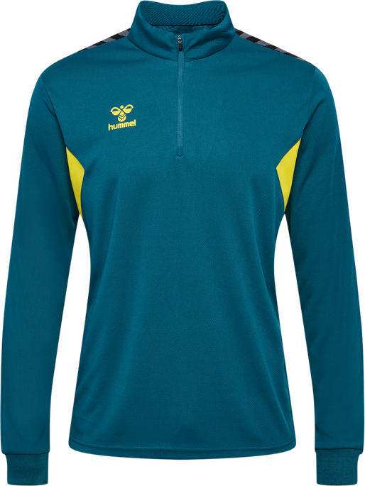 hmlAUTHENTIC HALF ZIP SWEAT, BLUE CORAL/SULPHUR SPRING, packshot