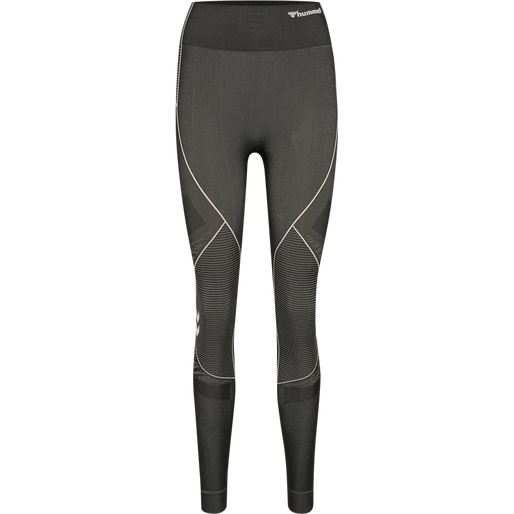 hmlMT MILA SEAMLESS MID WAIST TIGHT, BLACK/CHATEAU GREY, packshot
