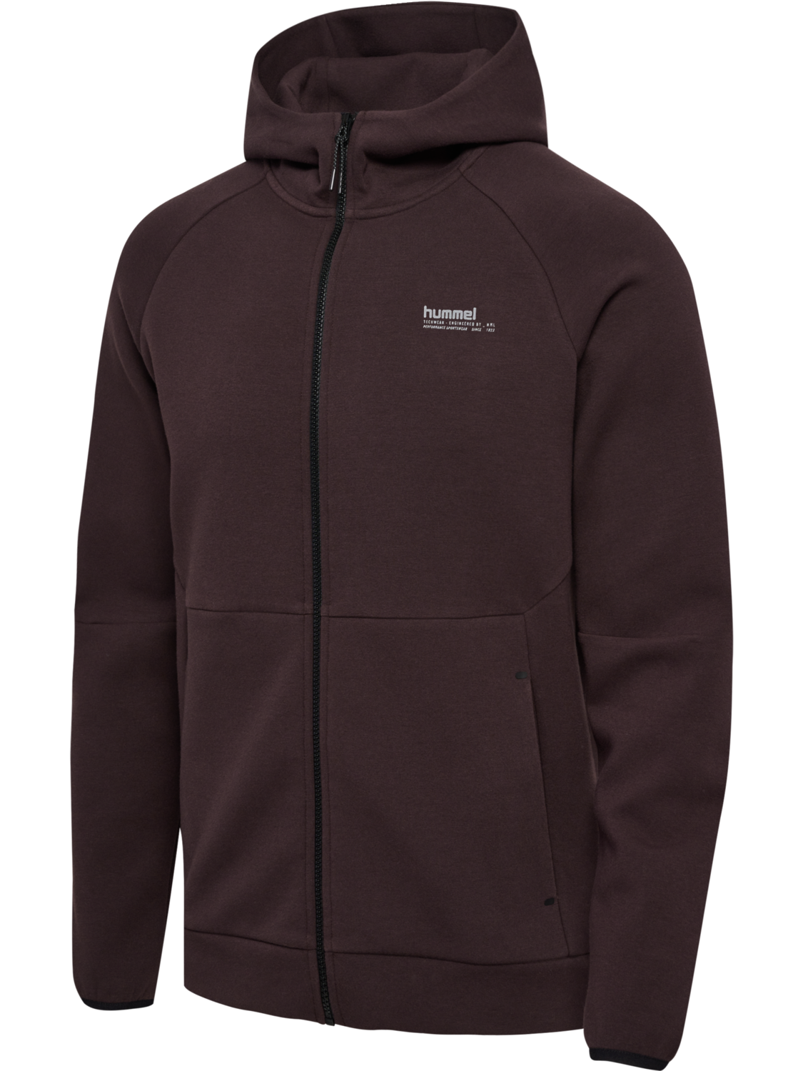 hmlTECH FLEECE REGULAR ZIP HOODIE, CHOCOLATE PLUM, packshot