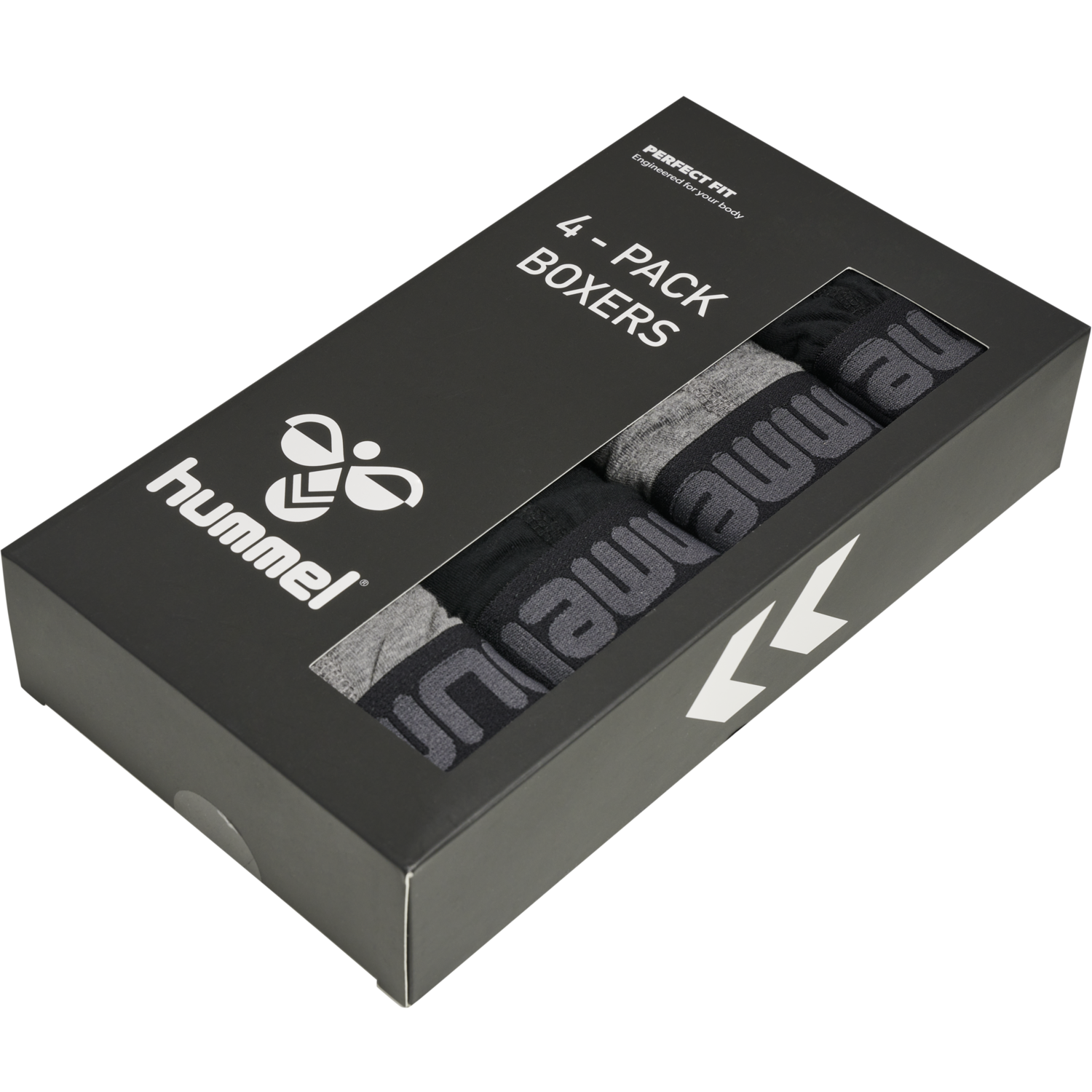 hmlMARSTON 4-PACK BOXERS, BLACK/DARK GREY MELANGE, packshot