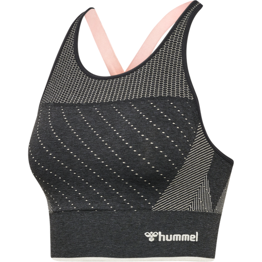 hmlMT HANA SEAMLESS SPORTS TOP, BLACK MELANGE, packshot