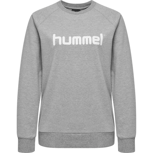 HMLGO COTTON LOGO SWEATSHIRT WOMAN, GREY MELANGE HMLGO COTTON LOGO SWEATSHIRT WOMAN, GREY MELANGE, packshot