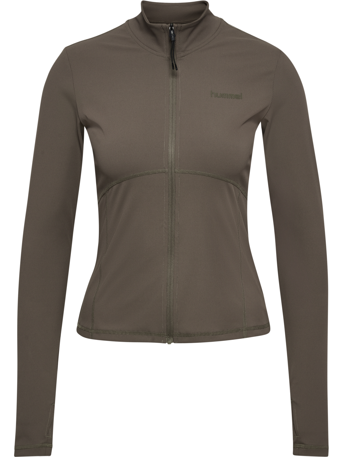 hmlPRIMA W RIB ZIP BLOUSE, MAJOR BROWN, packshot