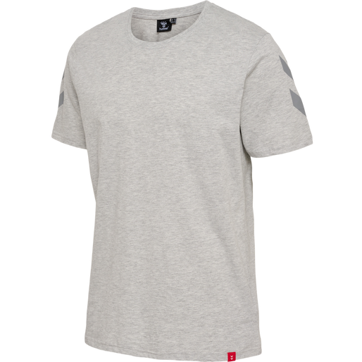 hmlLEGACY CHEVRON T-SHIRT, GREY MELANGE, packshot