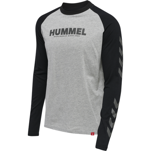 hmlLEGACY BLOCKED T-SHIRT L/S, GREY MELANGE, packshot