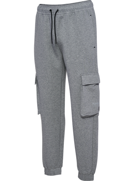 hmlTECH FLEECE LOOSE CARGO PANTS, GREY MELANGE, packshot
