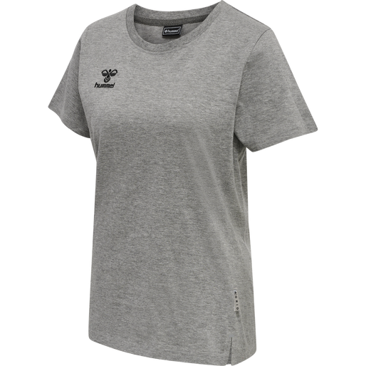 hmlMOVE GRID COTTON T-SHIRT S/S WOM, GREY MELANGE, packshot