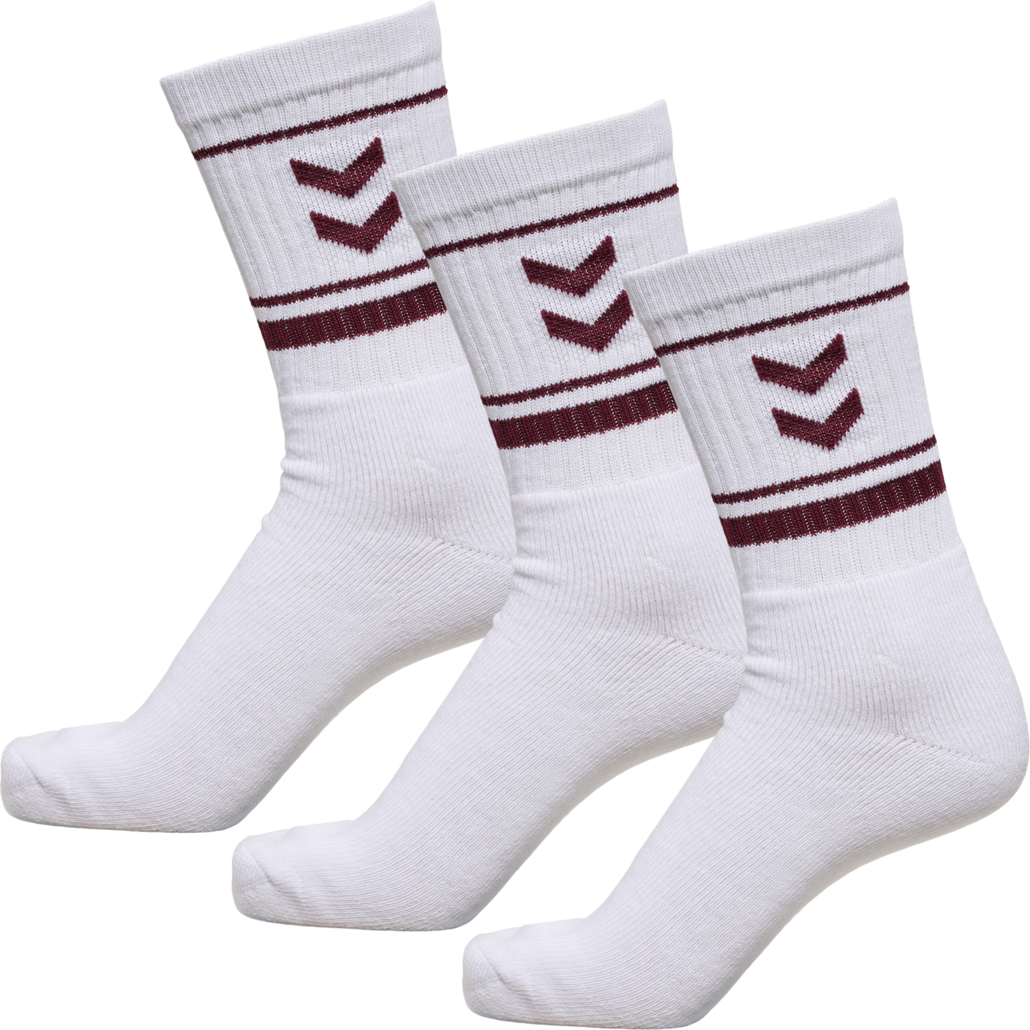 hmlSTRIPE CREW 3-PACK SOCKS, BURGUNDY, packshot