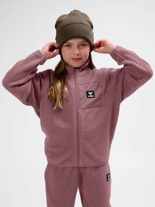 hmlATLAS FLEECE ZIP JACKET, TWILIGHT MAUVE, model