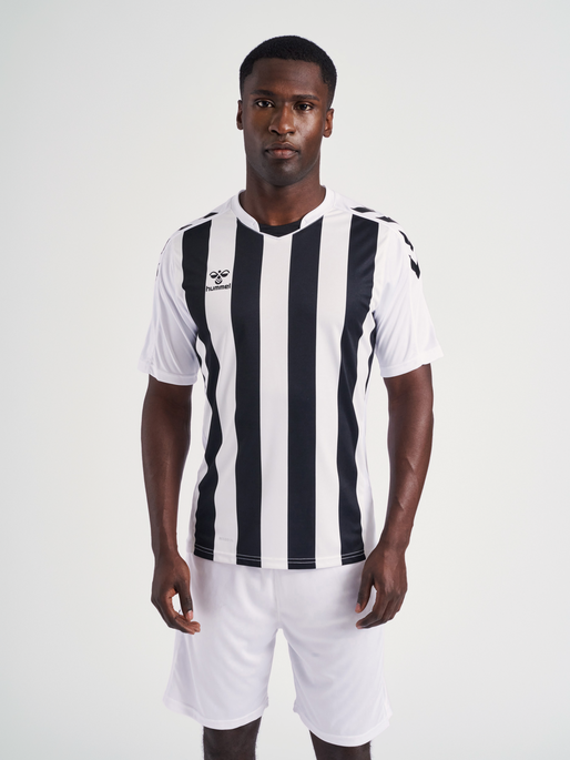 hmlCORE XK STRIPED JERSEY S/S, WHITE/BLACK, model