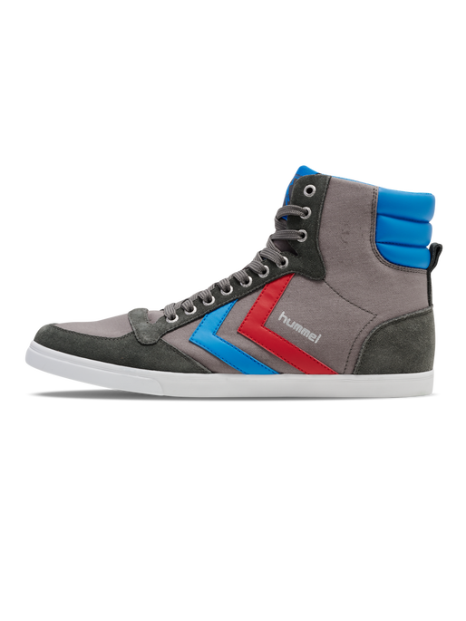 HUMMEL SLIMMER STADIL HIGH, CASTLEROCK/RIBBONRED/BRIL BLUE, packshot