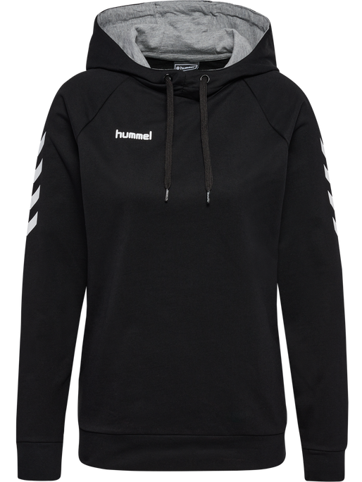 HMLGO COTTON HOODIE WOMAN, BLACK HMLGO COTTON HOODIE WOMAN, BLACK, packshot
