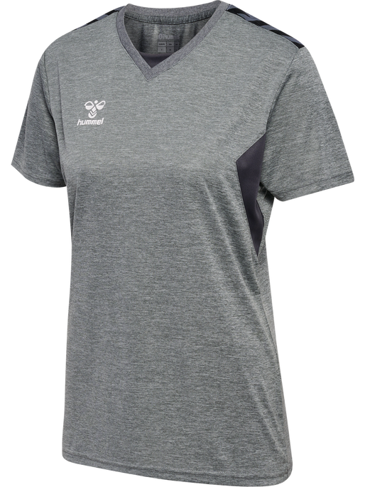 hmlAUTHENTIC PL JERSEY S/S WOMAN, GREY MELANGE hmlAUTHENTIC PL JERSEY S/S WOMAN, GREY MELANGE, packshot