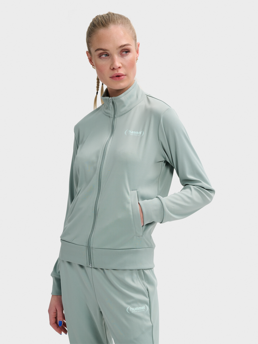 hmlPAOLA POLY  TRACKSUIT SET, CHINOIS GREEN, model