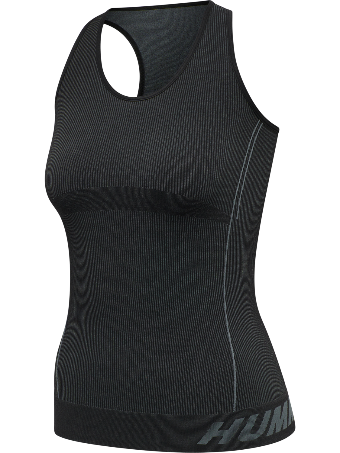 hmlTE CHRISTEL SEAMLESS TOP, BLACK/ASPHALT MELANGE, packshot
