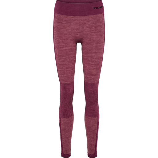 hmlCLEA SEAMLESS MID WAIST TIGHTS, GRAPE WINE/CRUSHED BERRY MEL, packshot
