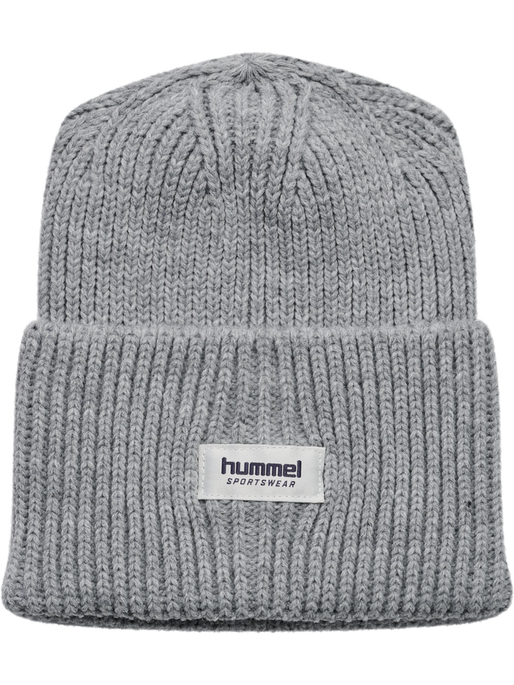 hmlJR HEAVY RIB KNIT BEANIE, GREY MELANGE, packshot