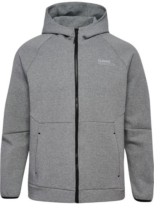 hmlTECH FLEECE REGULAR ZIP HOODIE, GREY MELANGE, packshot