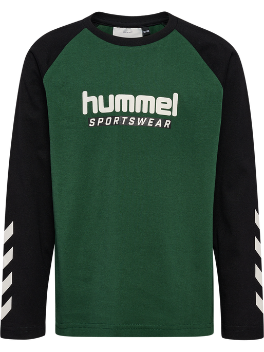 hmlJR LOGO T-SHIRT L/S, DARK GREEN, packshot