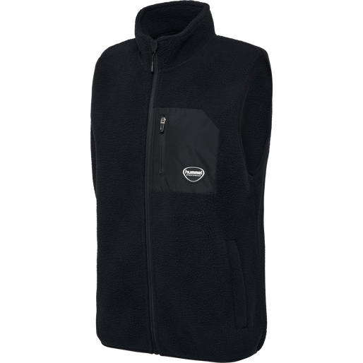hmlLGC OLIVER FLEECE WAISTCOAT, BLACK, packshot