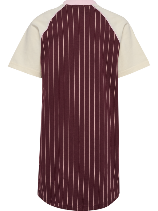 hmlJR LOOSE V-NECK BEES DRESS S/S, VINEYARD WINE, packshot