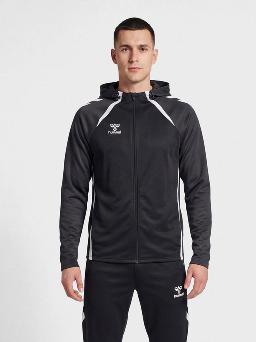 hmlLEAD 2.0 ZIP HOODIE, BLACK/ASPHALT, model