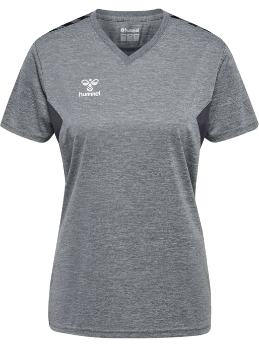 hmlAUTHENTIC PL JERSEY S/S WOMAN, GREY MELANGE hmlAUTHENTIC PL JERSEY S/S WOMAN, GREY MELANGE, packshot