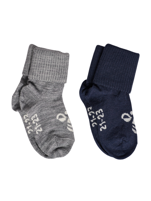 hmlMINI WOOL 2-PACK SOCKS, DRESS BLUES/GREY MELANGE, packshot