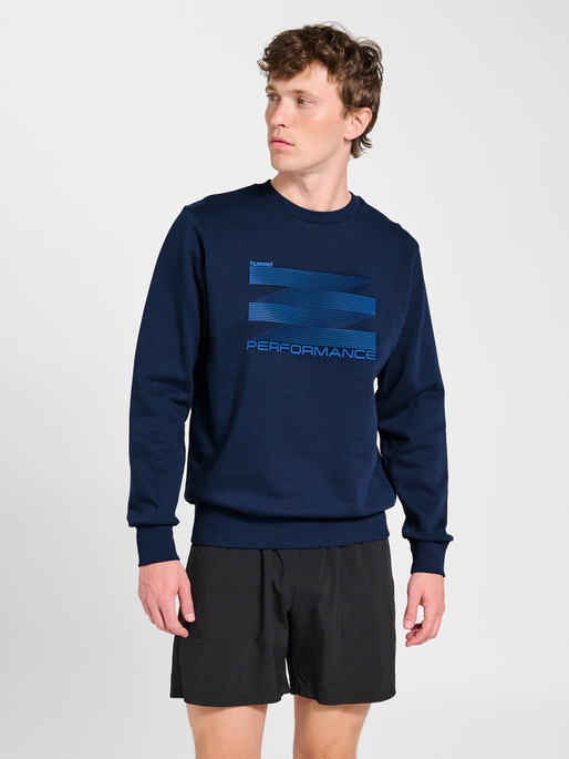 hmlGRAPHIC CREWNECK, DRESS BLUES, model