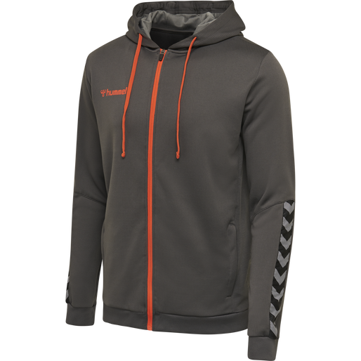 hmlAUTHENTIC KIDS POLY ZIP HOODIE, ASPHALT hmlAUTHENTIC KIDS POLY ZIP HOODIE, ASPHALT, packshot