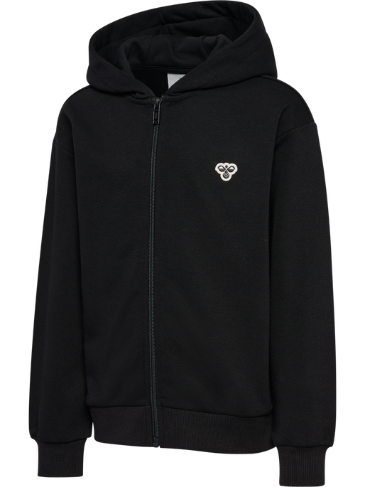 hmlJR LOOSE ZIP HOODIE BEE, BLACK, packshot