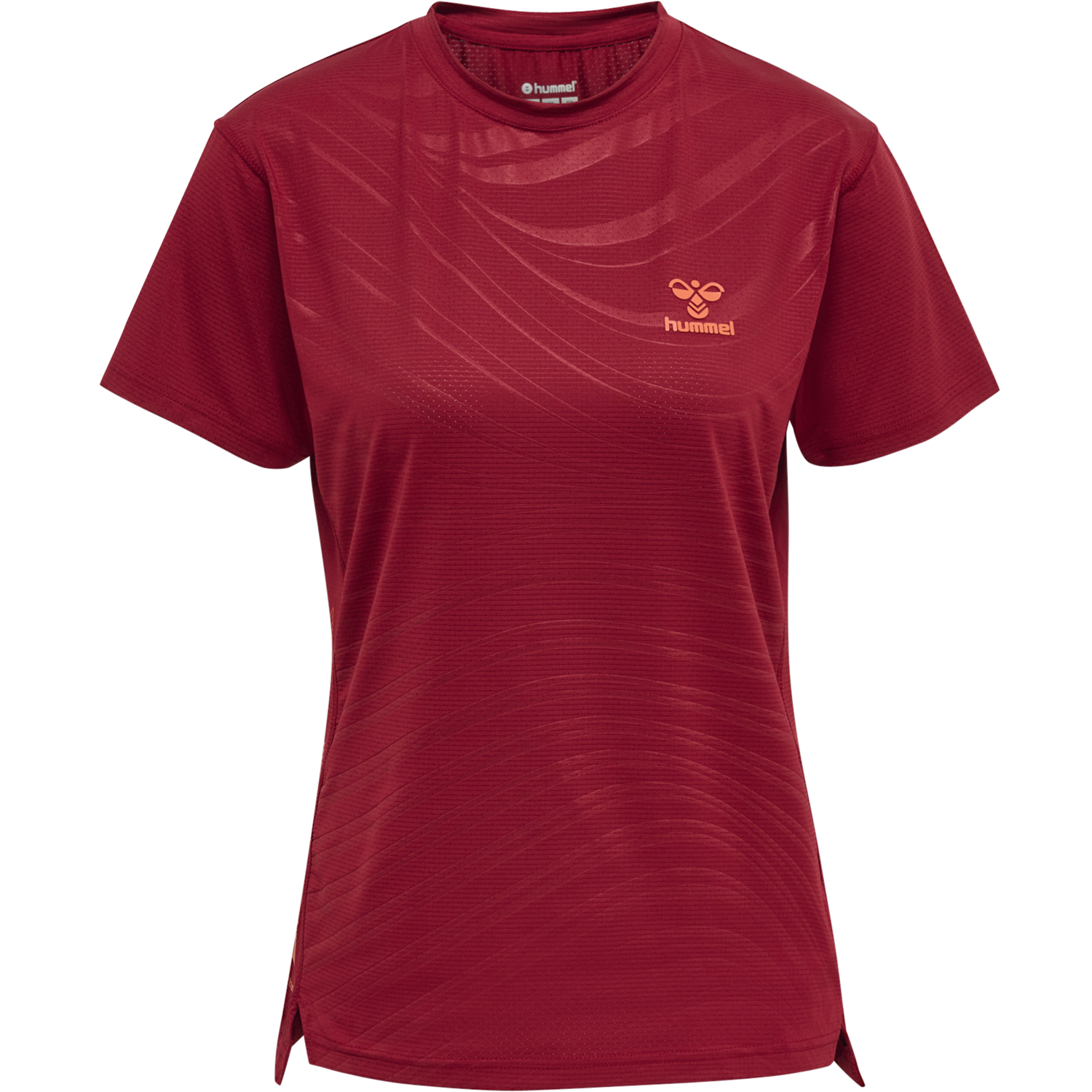 hmlONGRID POLY TEE S/S WO, RHUBARB/NASTURTIUM, packshot