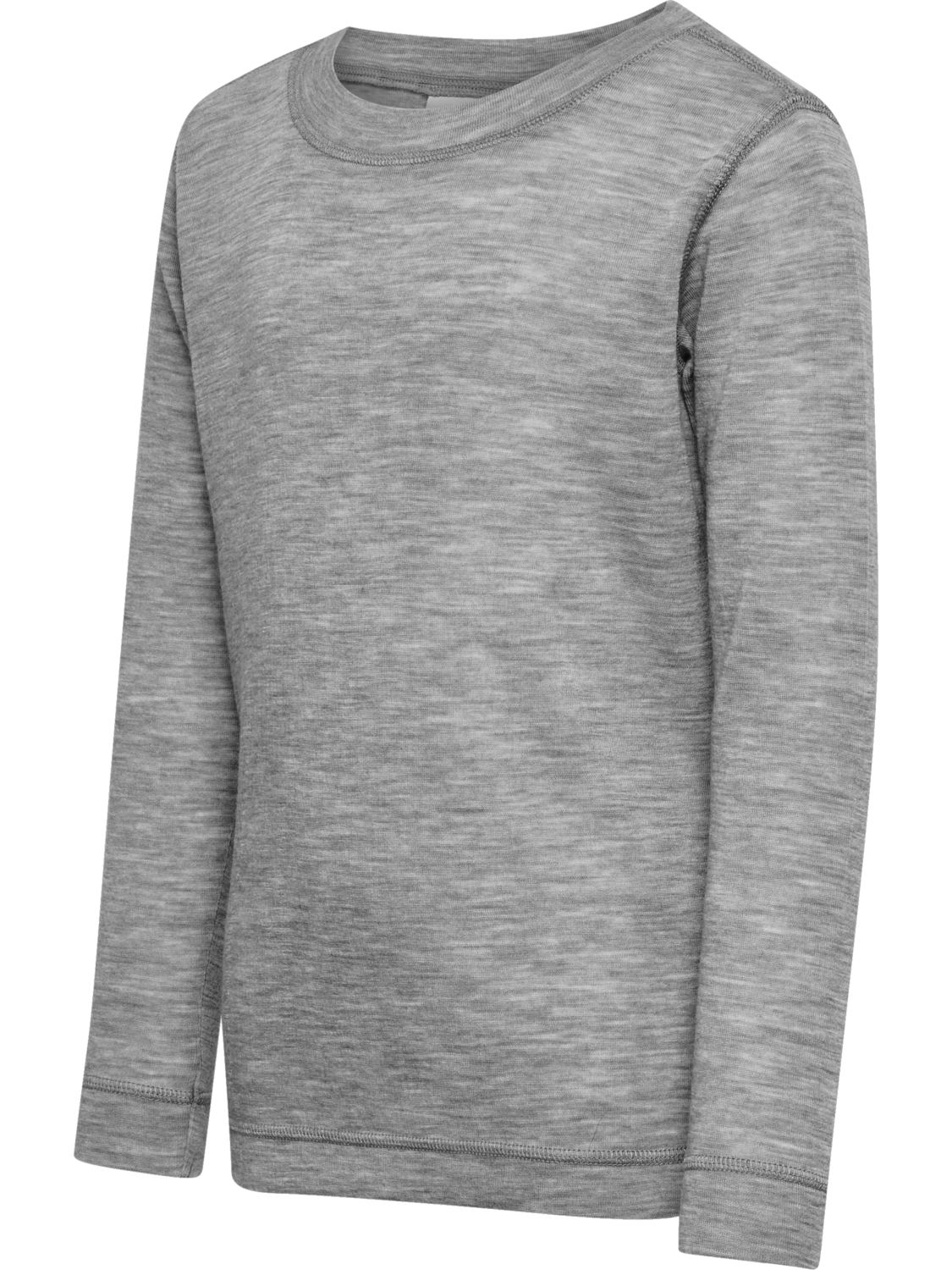 hmlJR WOOL RIB T-SHIRT L/S, GREY MELANGE, packshot