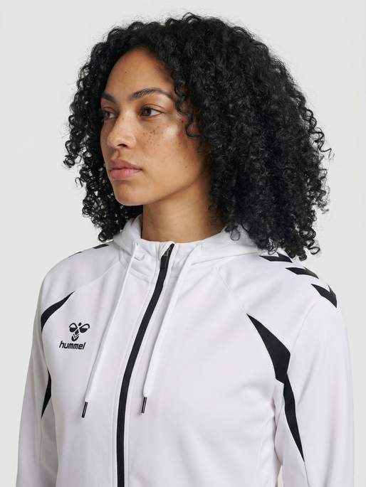 hmlCORE 2.0 ZIP HOODIE WOMAN, WHITE/BLACK, model