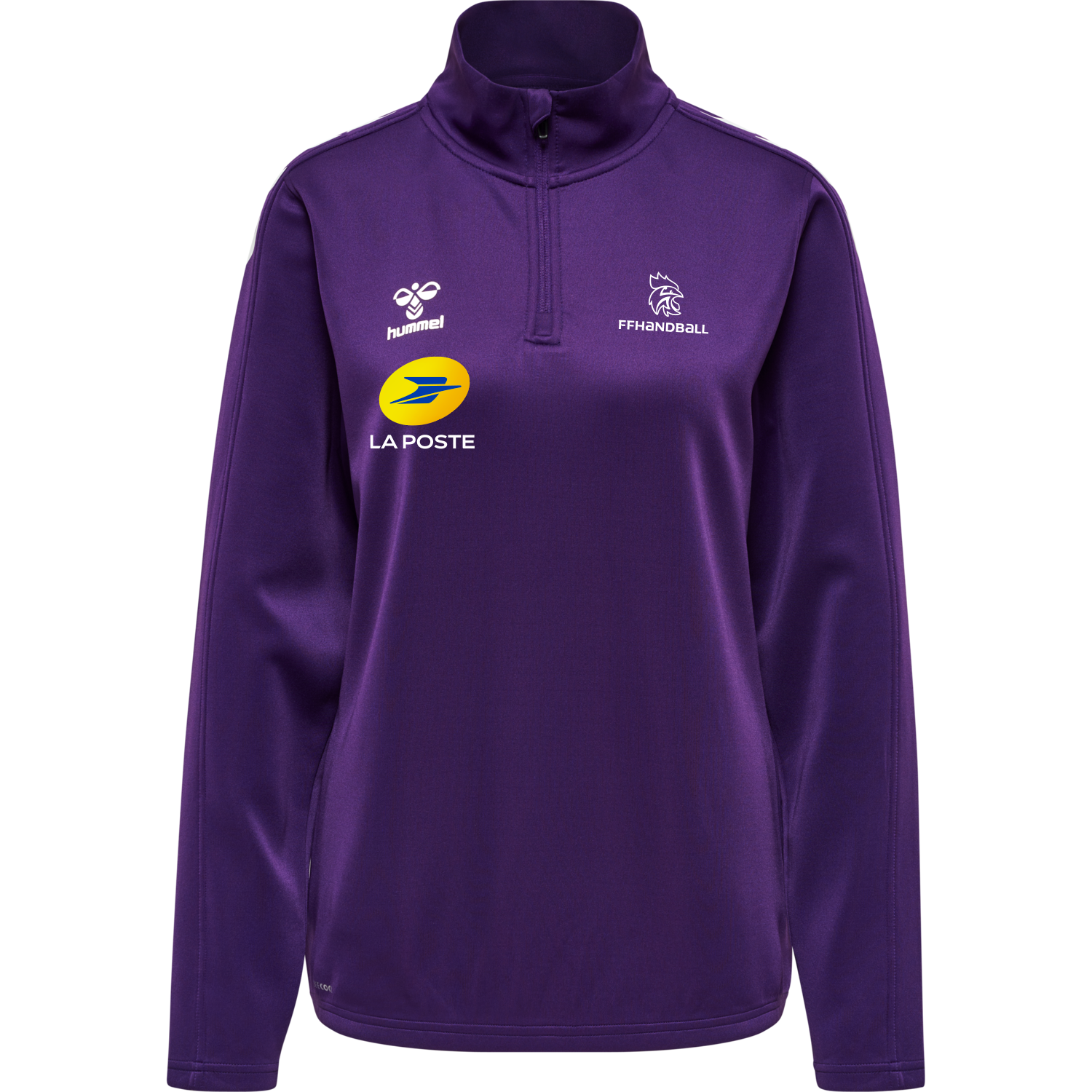 FFHB HALF ZIP PL SWEAT WOMAN, ACAI/WHITE, packshot