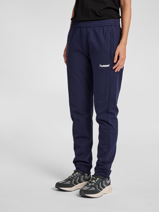 hmlGO COTTON PANT WOMAN, MARINE, model