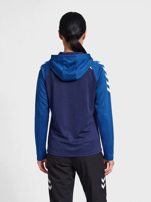 hmlLEAD 2.0 ZIP HOODIE WOMAN, MARINE/TRUE BLUE, model