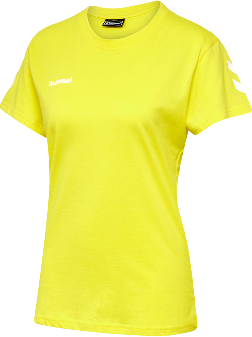 HMLGO COTTON T-SHIRT WOMAN S/S, BLAZING YELLOW HMLGO COTTON T-SHIRT WOMAN S/S, BLAZING YELLOW, packshot